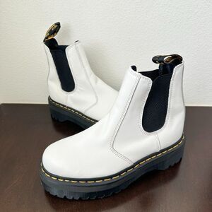 Dr. Martens 2976 Quad Platform Chelsea Boots Leather White Women's US 8 EU 39